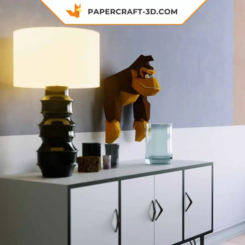 Papercraft di Donkey Kong in origami 3D
