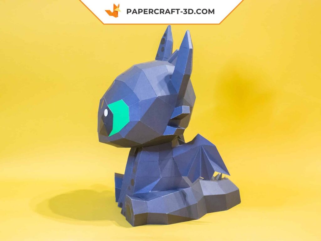 Papercraft de Dragão Fúria Noturna em origami