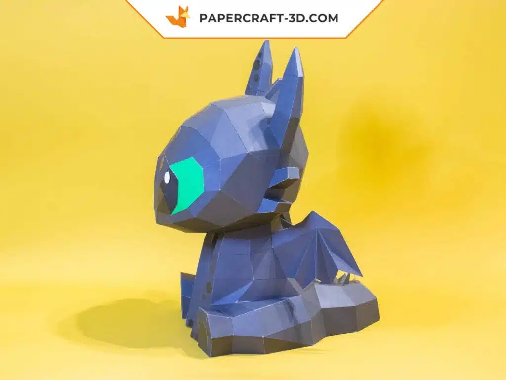 Papercraft Dragon Fury Nocturne origami papier 3D DIY, weergave 2