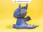 Papercraft Dragon Fury Nocturne origami papier 3D DIY, weergave 3