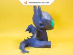 Papercraft des Drachen Fury Nocturne in 3D-Origami