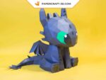 Papercraft des Drachen Fury Nocturne in 3D-Origami