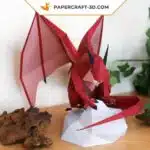 Papercraft Dragon Low Poly origami papier 3D, weergave 2