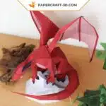 Papercraft Dragon Low Poly origami papier 3D, weergave 3