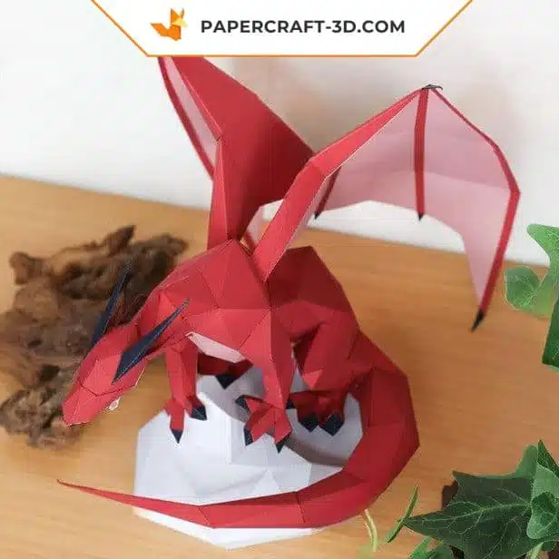 Papercraft Dragon Low Poly origami papier 3D, weergave 3