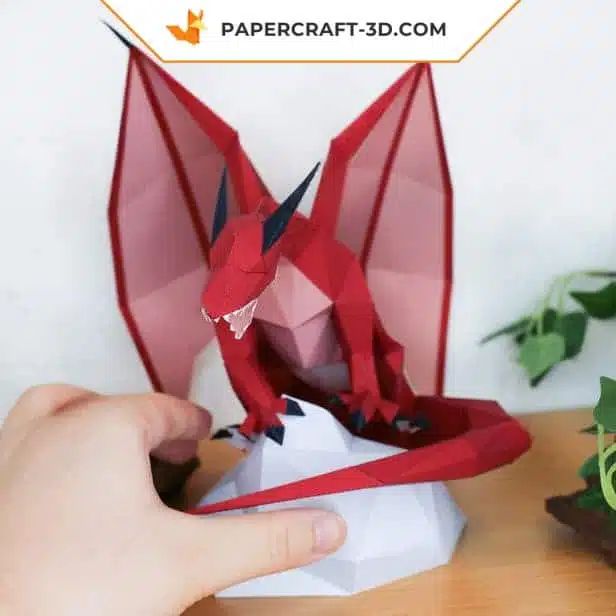 Papercraft Dragon Low Poly origami papier 3D, weergave 5