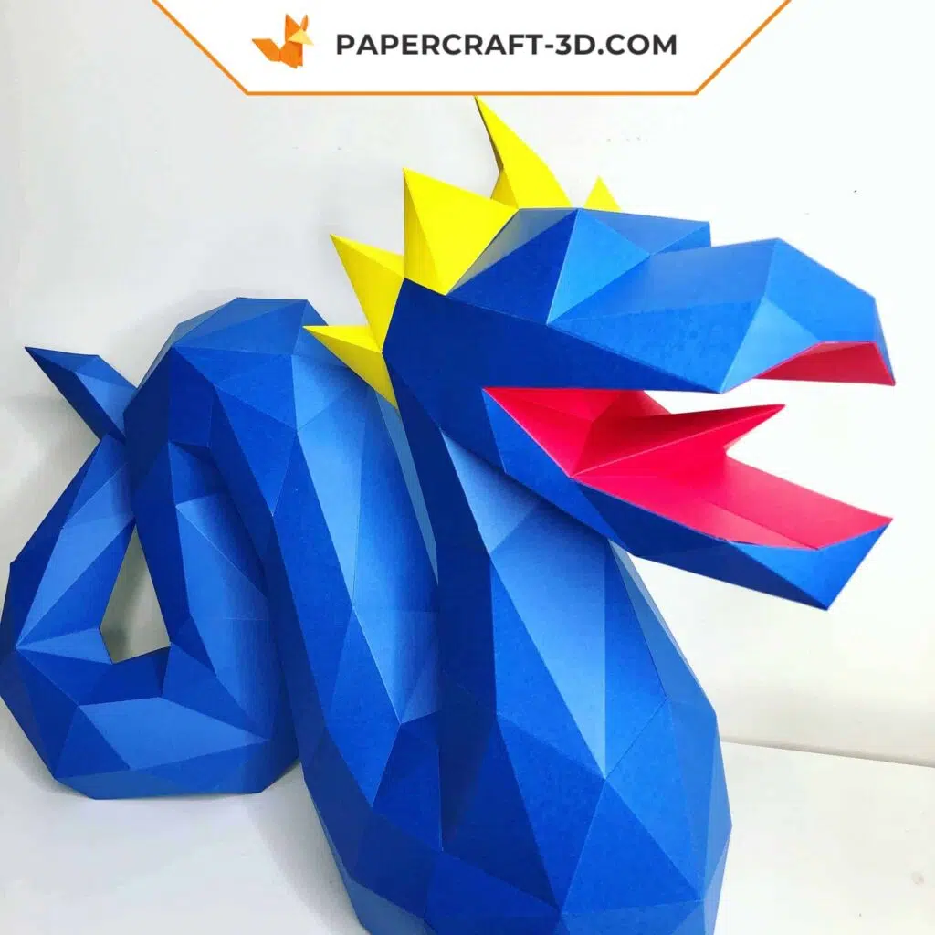 Papercraft dragon serpent origami papier 3D, weergave 2
