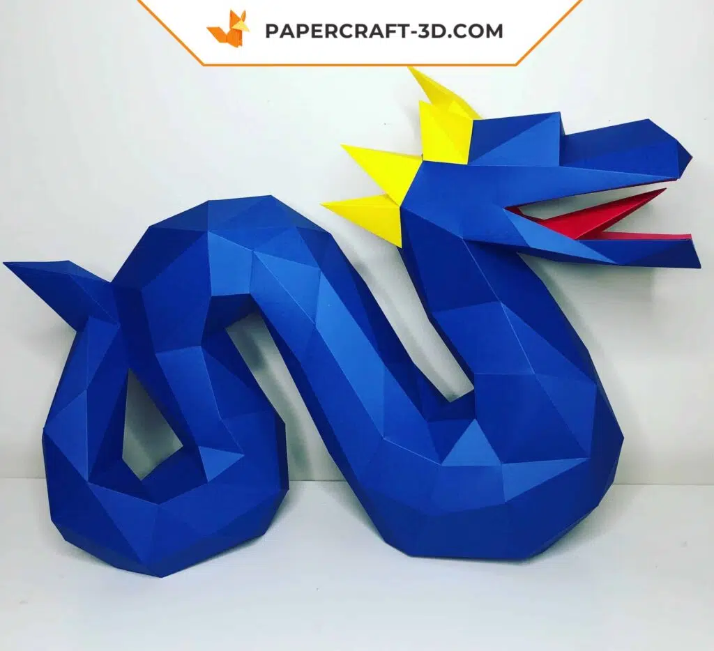 Papercraft dragon serpent origami papier 3D, weergave 3