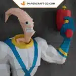 Papercraft Earthworm Jim en origami papier 3D DIY pepakura modèle basse définition, weergave 2