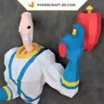 Papercraft Earthworm Jim en origami papier 3D DIY pepakura modèle basse définition, weergave 3