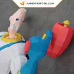 Papercraft Earthworm Jim en origami papier 3D DIY pepakura modèle basse définition, weergave 4