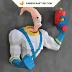 Papercraft Earthworm Jim en origami papier 3D DIY pepakura modèle basse définition, weergave 5