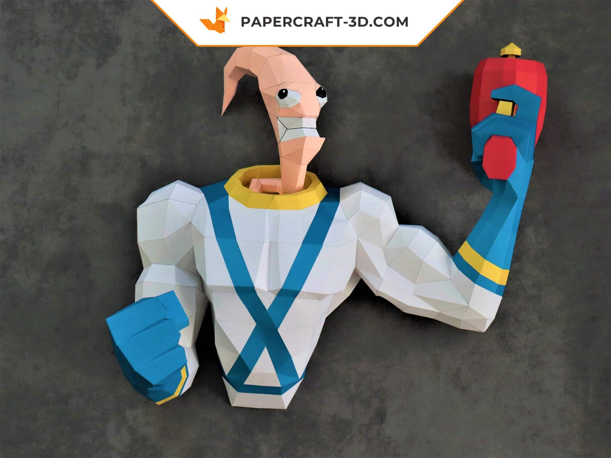 Papercraft di Earthworm Jim in origami 3D Papercraft di Earthworm Jim in origami 3D