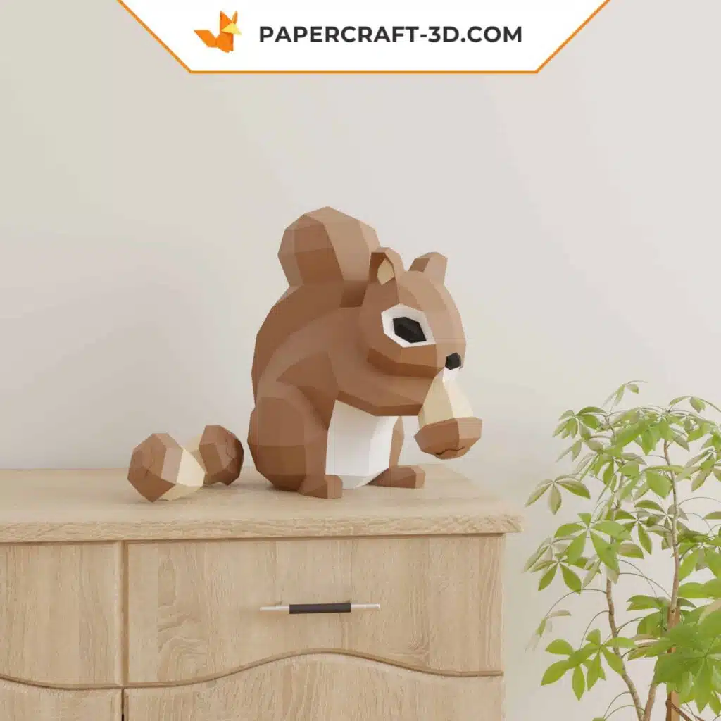 3D Origami Squirrel Papercraft