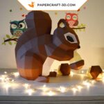 Papercraft esquilo em origami 3D
