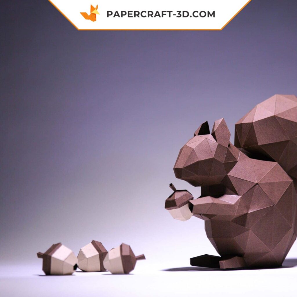 Papercraft d'écureuil en origami 3D