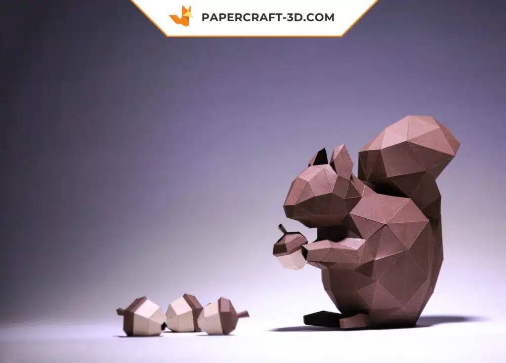 Papercraft écureuil origami papier 3D à télécharger en PDF, weergave 2