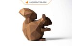 Papercraft squirrel in 3D origami