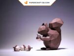 Papercraft d'écureuil en origami 3D