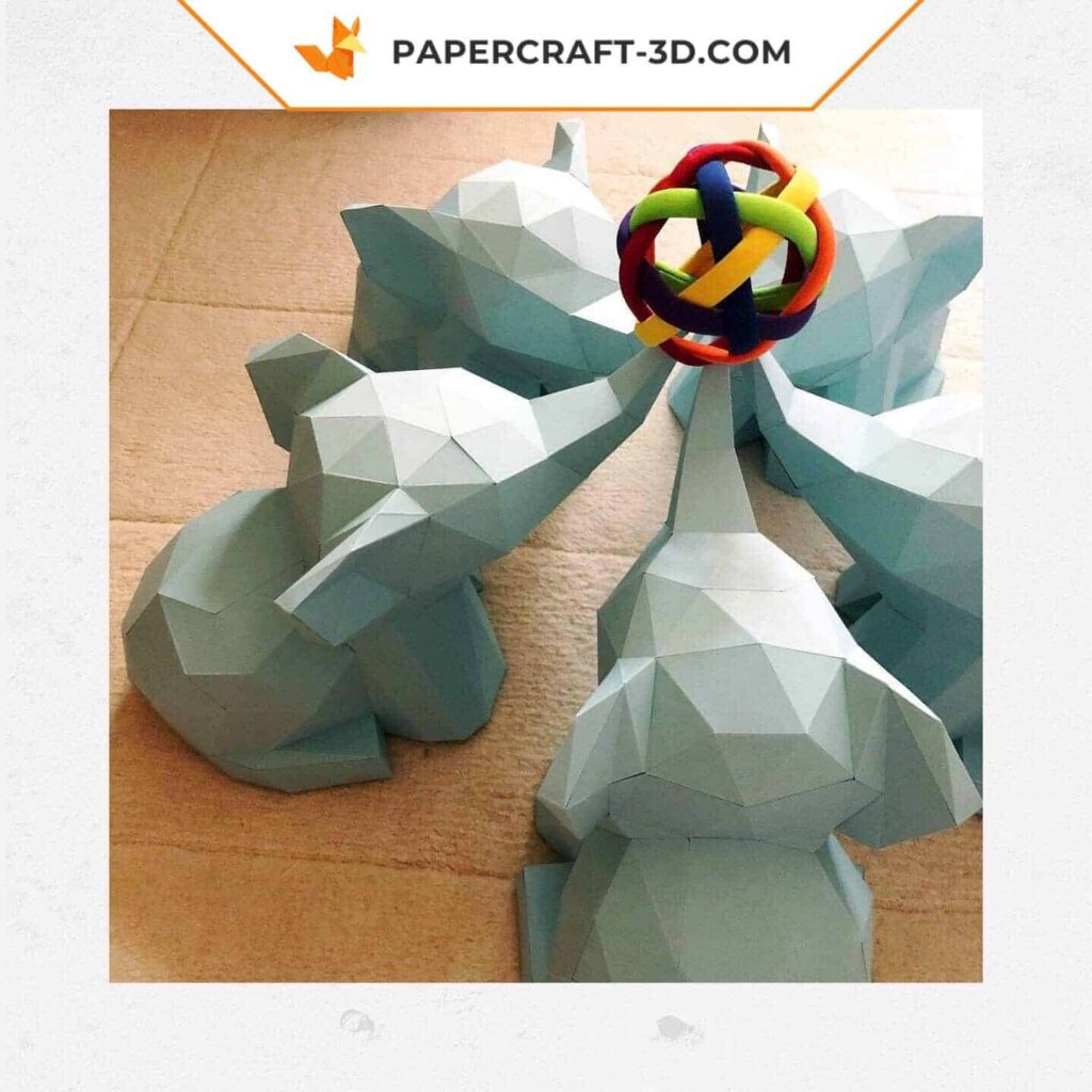 Papercraft de elefante bebê em origami