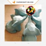 Papercraft Baby-Elefant im Origami 3D