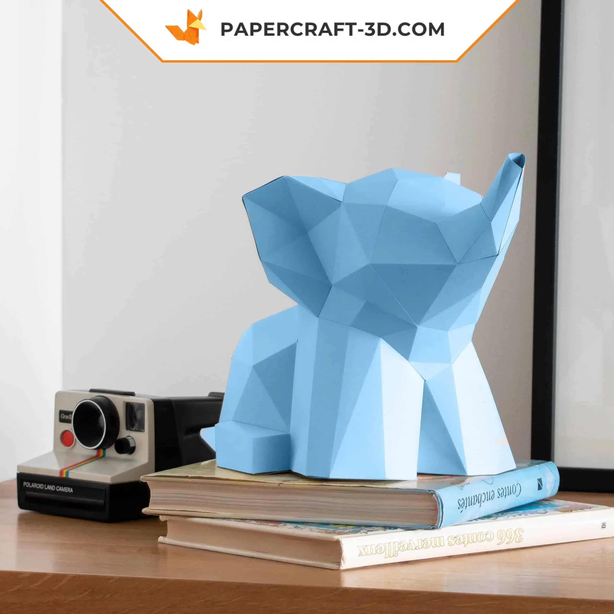 Papercraft di elefantino in origami, vista posteriore