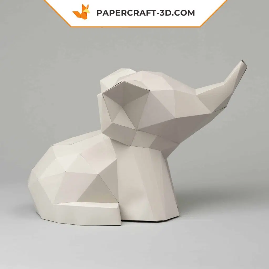 Papercraft de elefante bebé en origami 3D