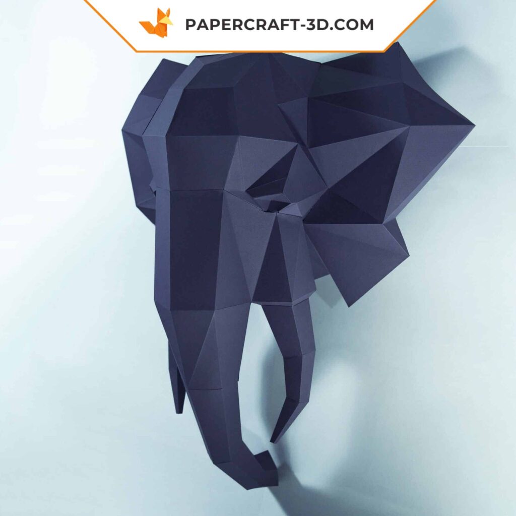 Papercraft elephant in 3D origami
