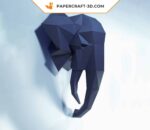 Papercraft tête d'éléphant murale en origami 3D