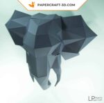 Papercraft tête d'éléphant murale en origami 3D