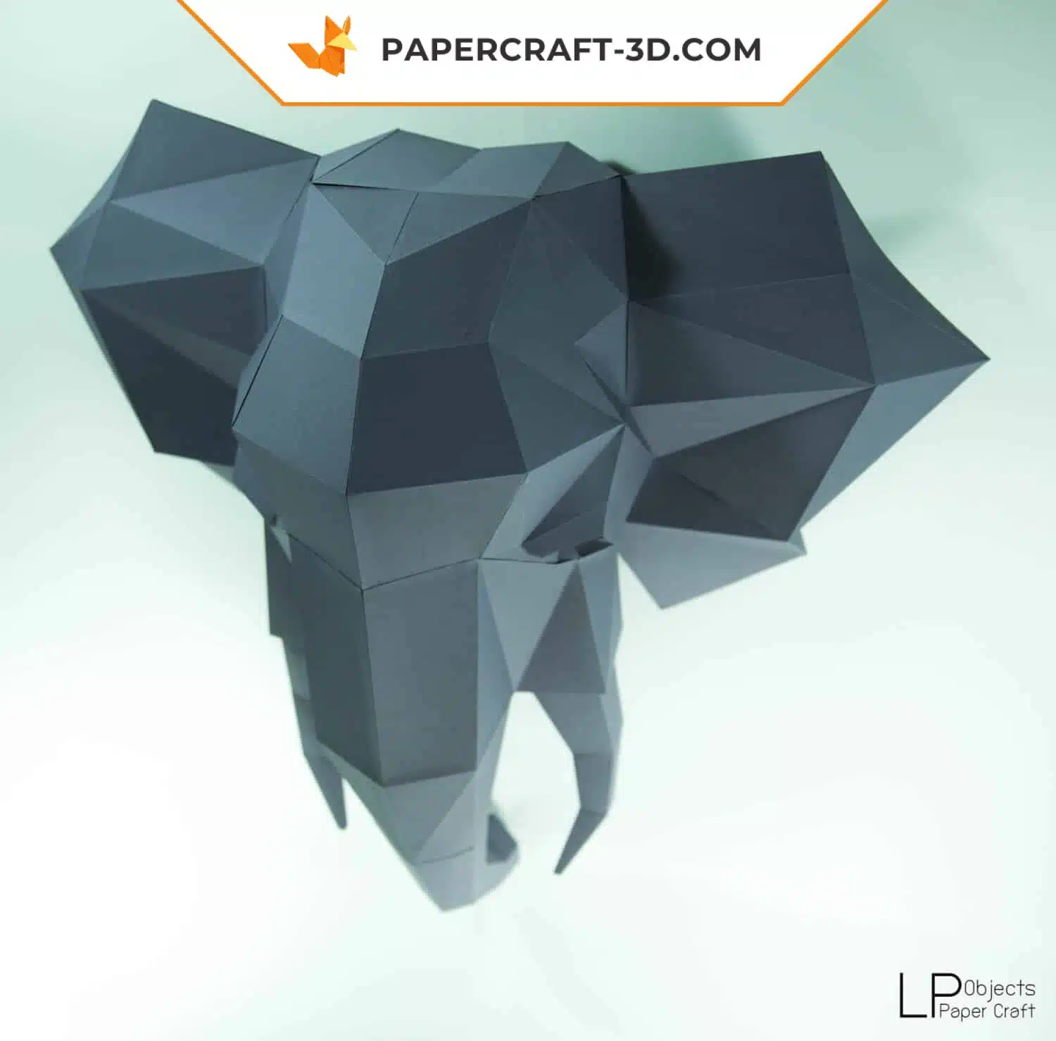 Papercraft éléphant en origami papier 3D à télécharger, weergave 4