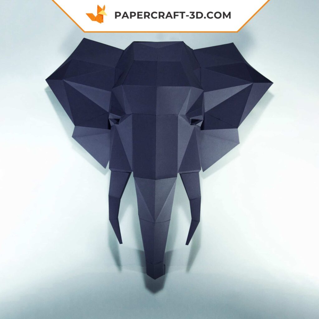 Papercraft elephant in 3D origami