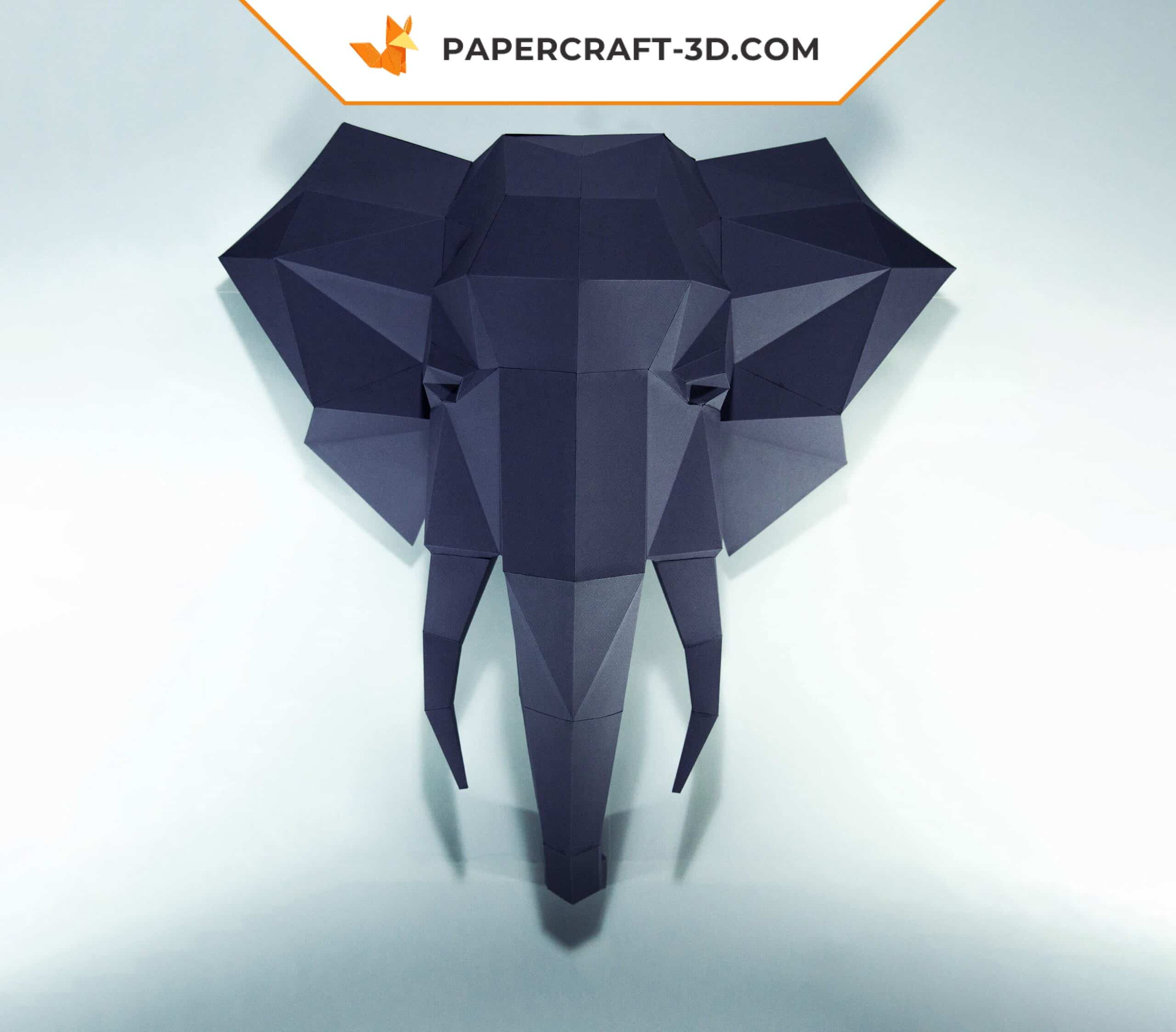 Papercraft tête d'éléphant murale en origami 3D Papercraft tête d'éléphant murale en origami 3D