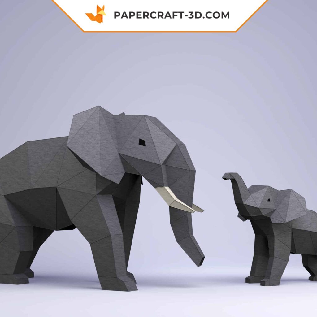 Papercraft d'éléphant en origami 3D