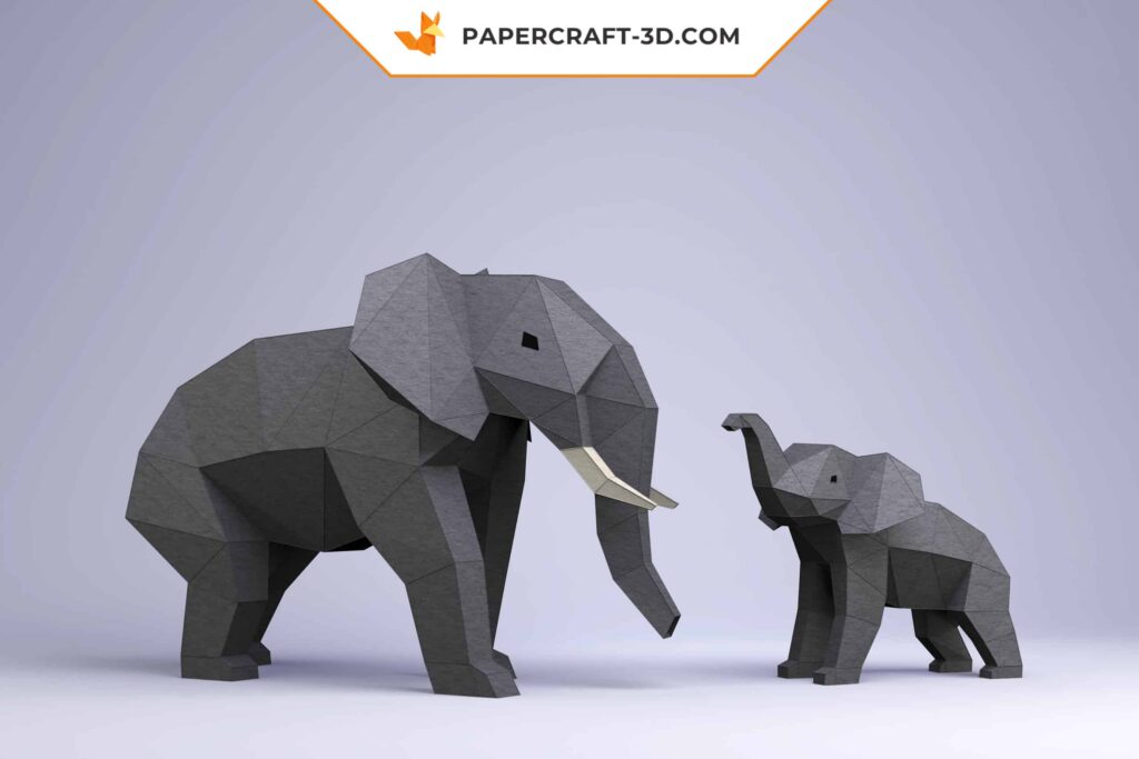 Papercraft di elefanti in origami 3D