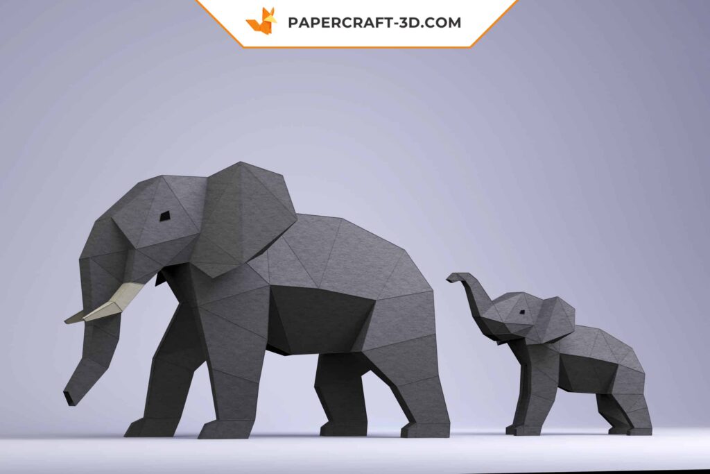 Papercraft di elefanti in origami 3D
