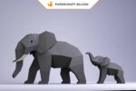 Papercraft d'éléphant en origami 3D