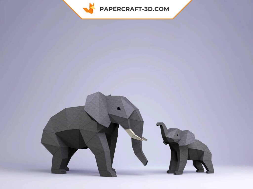 Papercraft di elefanti in origami 3D