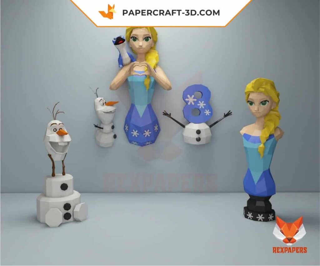 Papercraft of Elsa from Frozen in origami