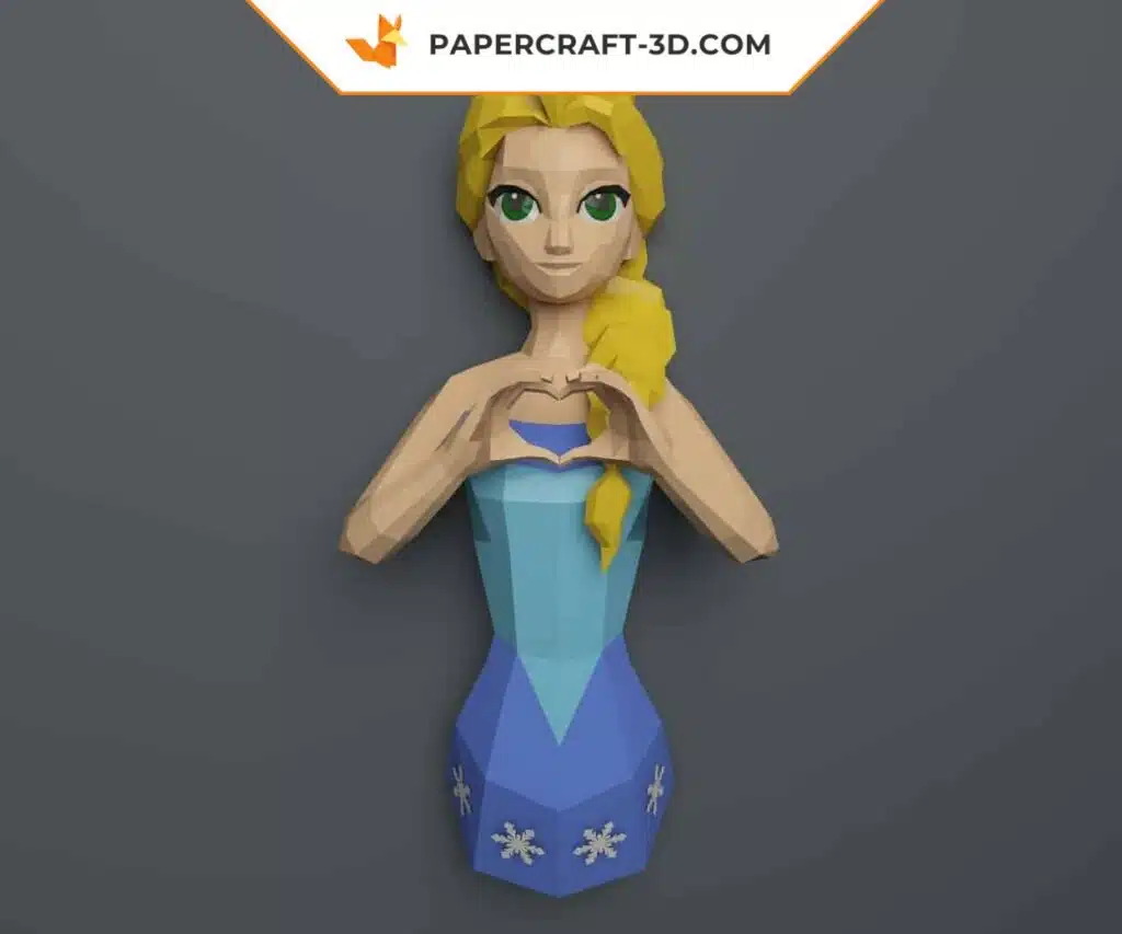 Papercraft of Elsa from Frozen to display in origami