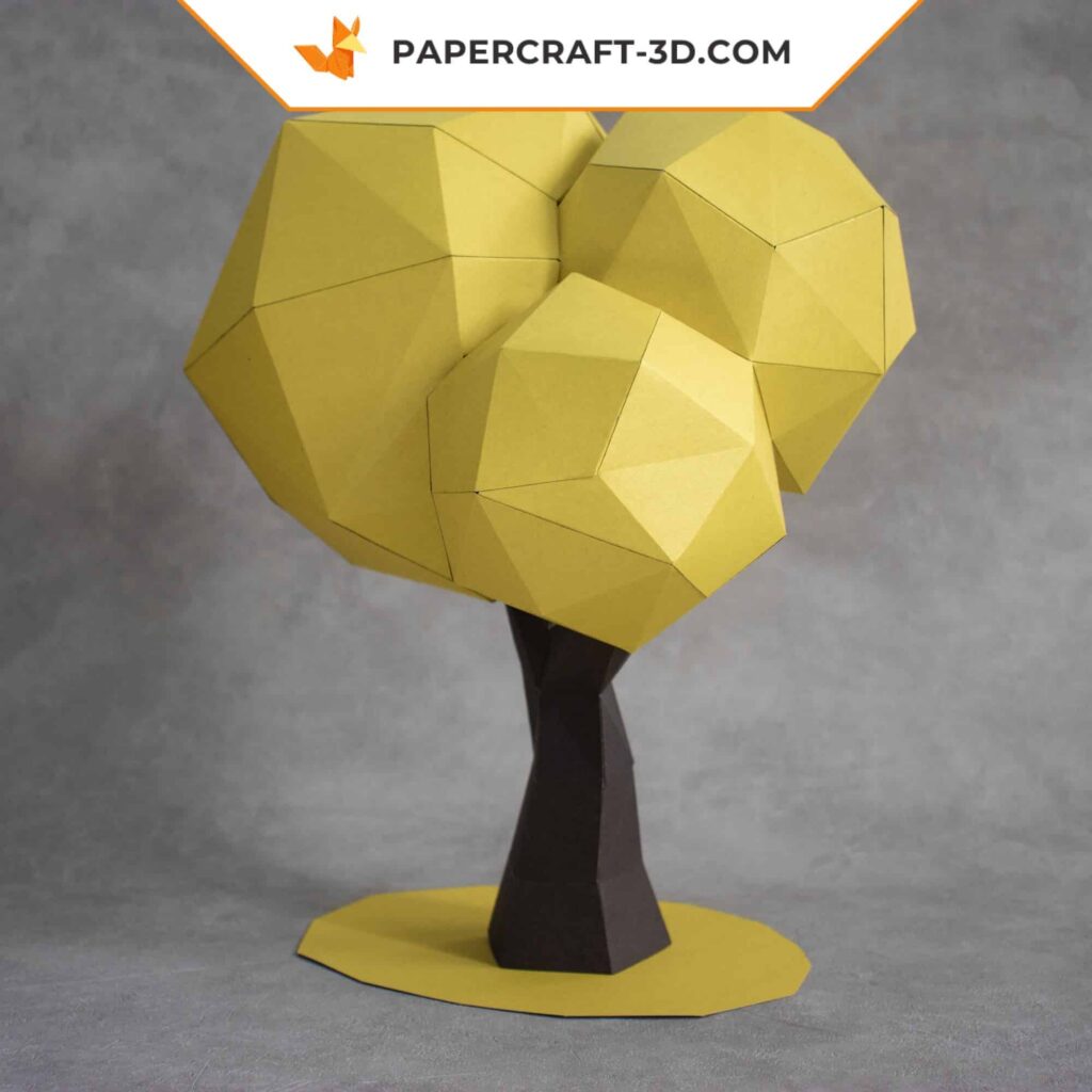 Papercraft de árvores decorativas em origami 3D