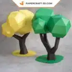 Papercraft de árvores decorativas em origami 3D