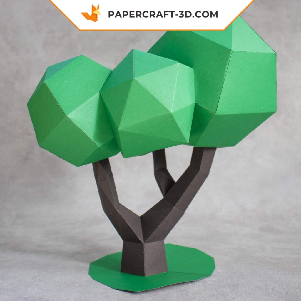 Papercraft de árvores decorativas em origami 3D