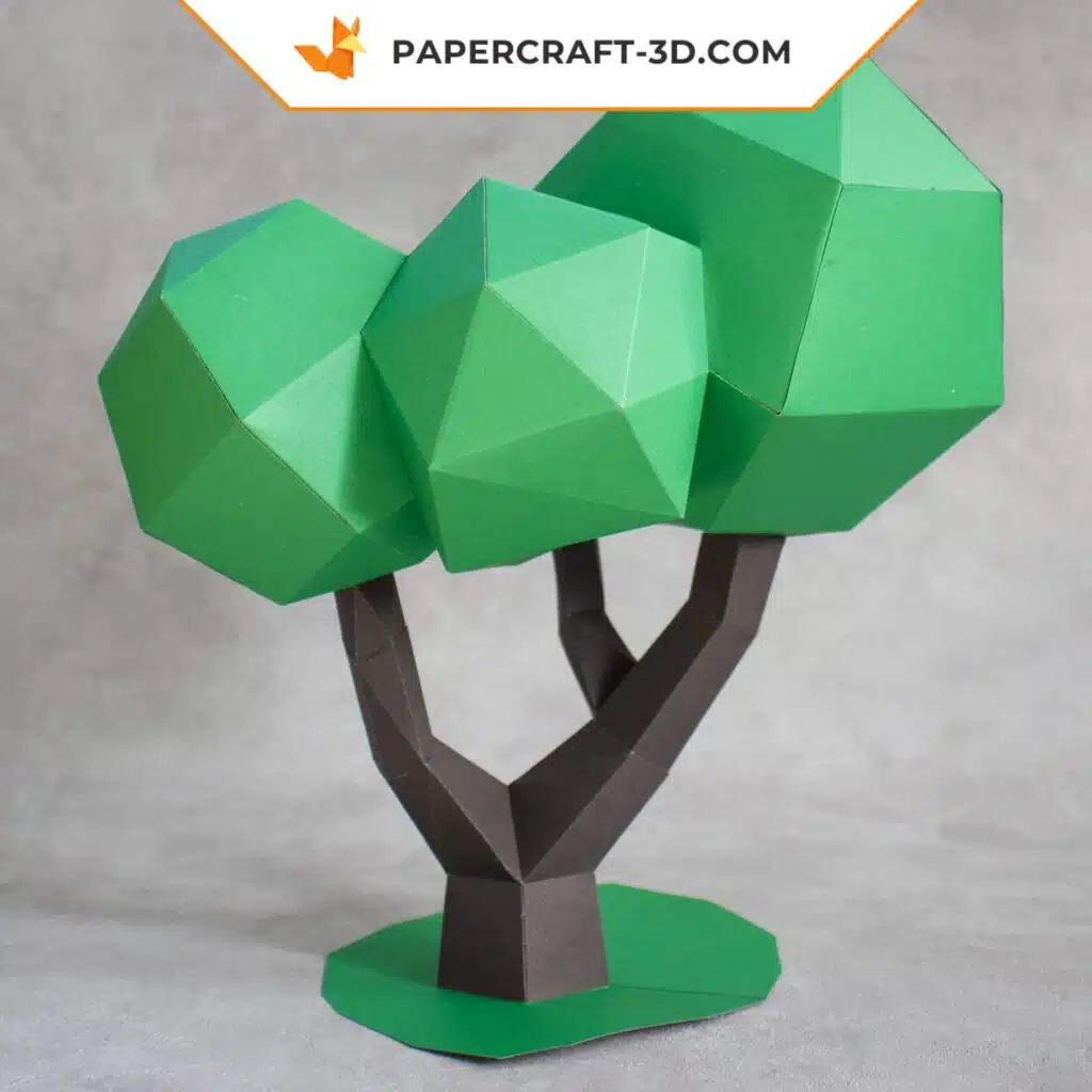 Papercraft de árvores decorativas em origami 3D
