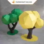 Papercraft de árvores decorativas em origami 3D