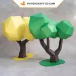 Papercraft de árvores decorativas em origami 3D