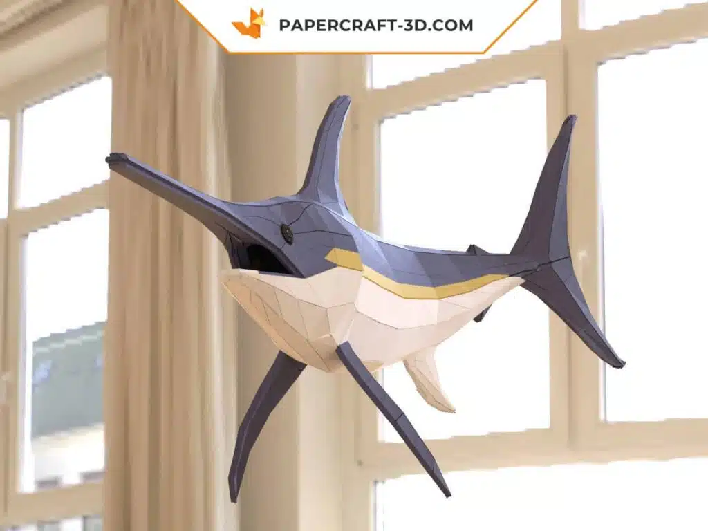 Papercraft de pez espada en origami