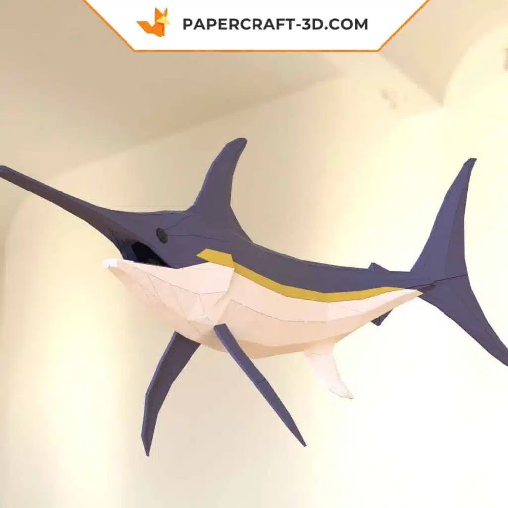 Papercraft de pez espada en origami