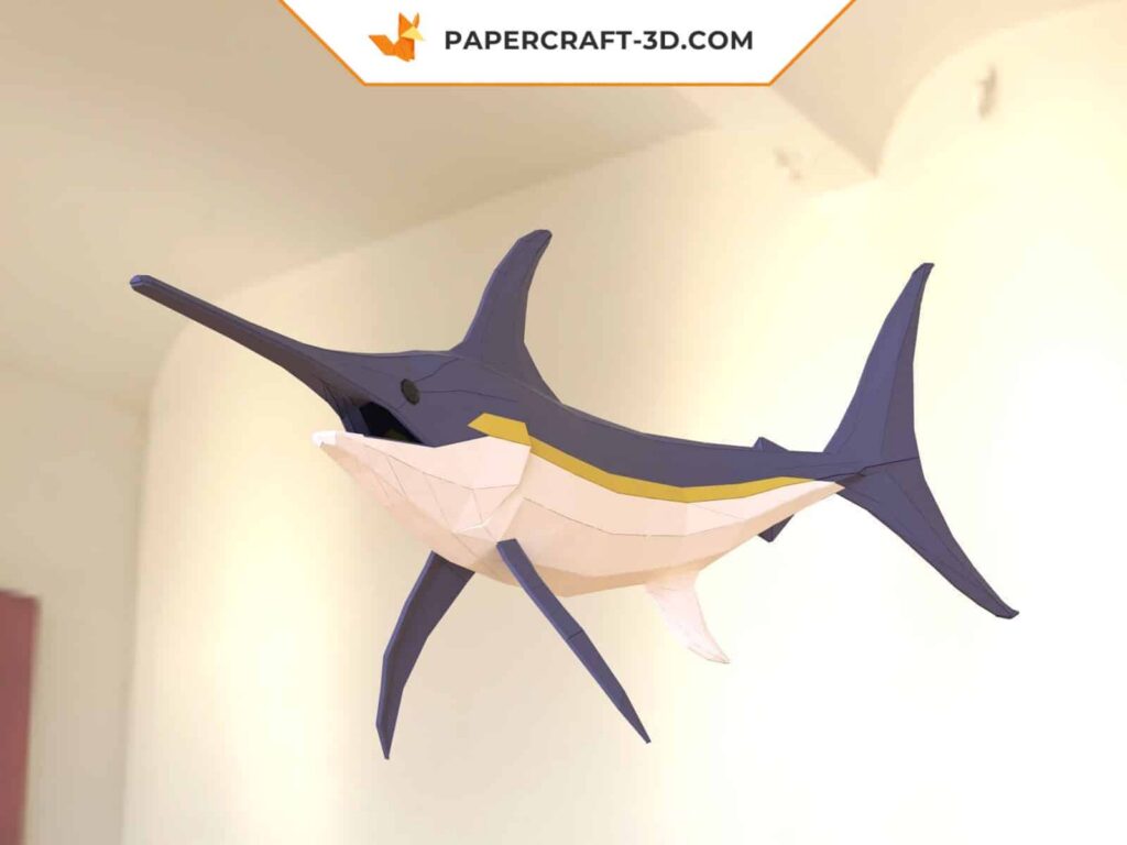 Papercraft de pez espada en origami