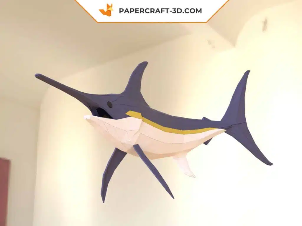 Papercraft de pez espada en origami